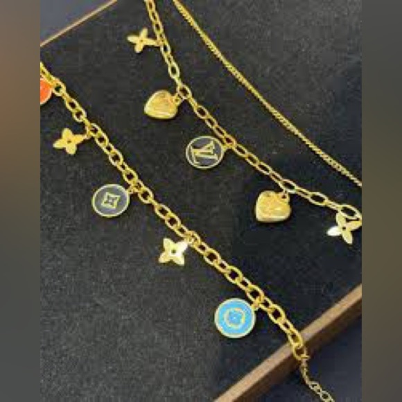 18K Gold Clover & Flower Candy Colored Enamel Chunky Chain Bracelet No Fade - Picture 5 of 6